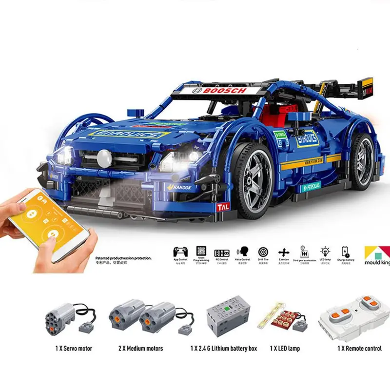 New Hot 1989Pcs 1:8 Moc 2.4G Diy Assembly Sports Car Building Block Construction Kit With Remote Control App Modes 1
