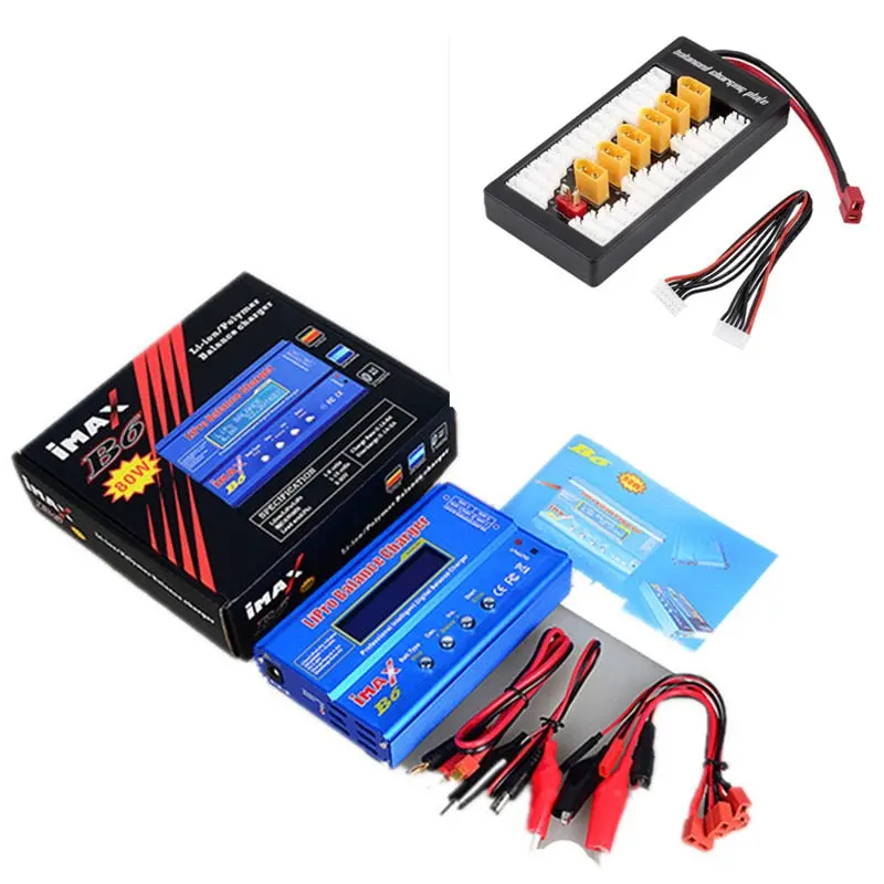 New Imax B6 Lcd Screen Digital Rc Lipo Nimh Battery Balance Charger +B6ac Lipo Charging Xt60 / T Plug Adaptor Board 2-6S 1