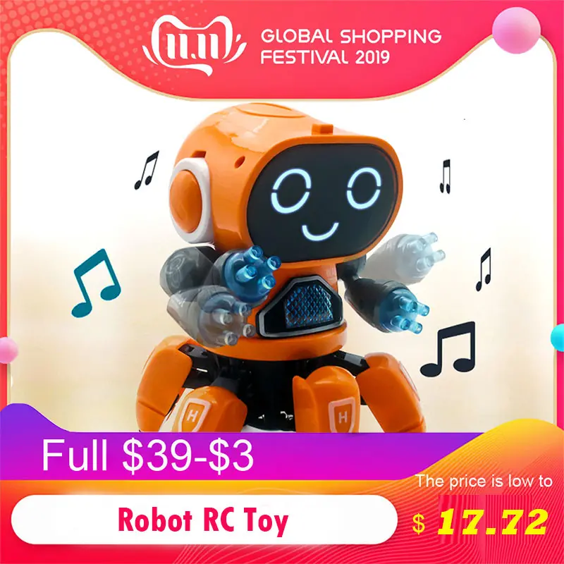 New Product Dancing Electric Six-Claw Small 6 Robot Rc Robot Light Funko Pop Music Children Boy Girl Intelligent Sensing Robot 1