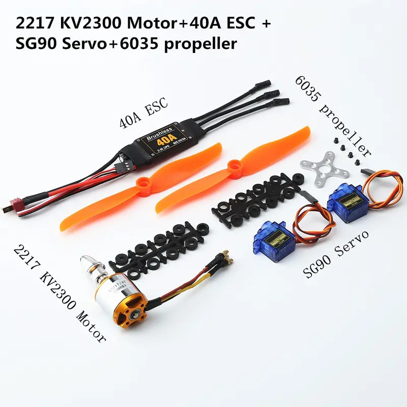 New Style A2217/A2212 2200Kv / 1000Kv Brushless Motor 30A / 40A Esc Sg90 9G Micro Servo With T Plu For Rc Fixed Wing Plane 1