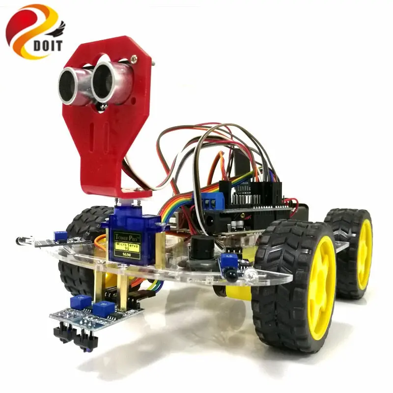 New Wifi Control Avoidance Tracking Smart Robot Car Chassis Kit Speed Encoder Battery Box 4Wd Ultrasonic Module For Arduino Kit 1