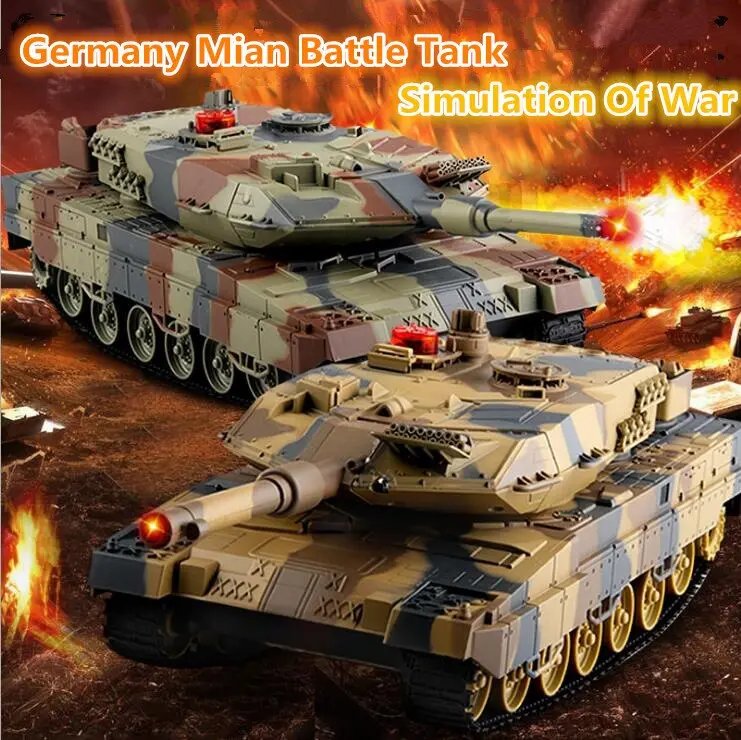 Newest 2Pcs Vs Human Rc Battle Tank 558 29Cm Simulation Infrared Germany Tiger Rc Main Battle Tank Boy Children Toys Panzer Toy 1