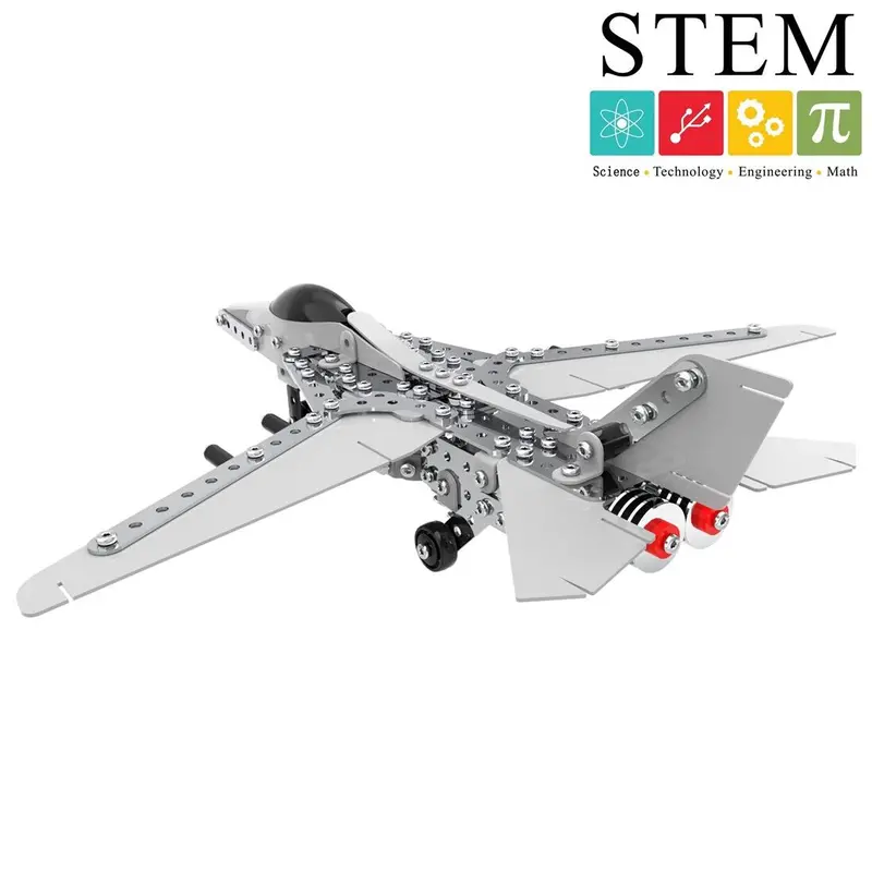Nfstrike 452Pcs Plane Helicopter Model Diy Stainless Steel Metal Assembly Building Block Kit Steam Stem Toys For Kids Boys 1