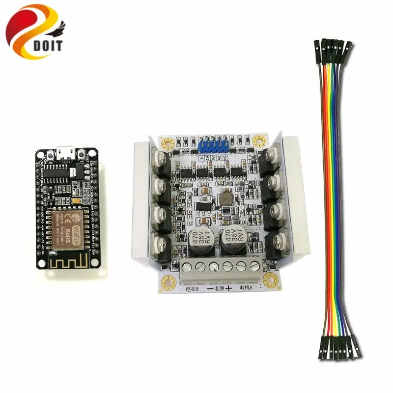 Nodemcu V3 Lua Wifi Internet Of Things Development Board+Dc Big Power Motor Drive Board+F-F Dupont Line For Robot Tank Car 1