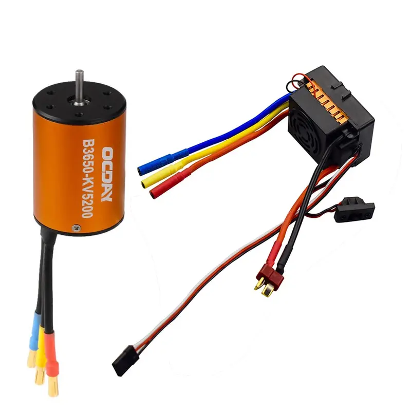 Ocday 3650 5200Kv 4 Poles Sensorless Brushless Motor With 60A Electronic Speed Controller Combo Set For 1/10 Rc Car And Truck 1