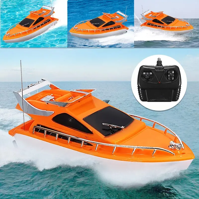 Orange Mini Rc Boats Plastic Electric Remote Control Speed Boat Kid Children Toy 26X7.5X9cm 1