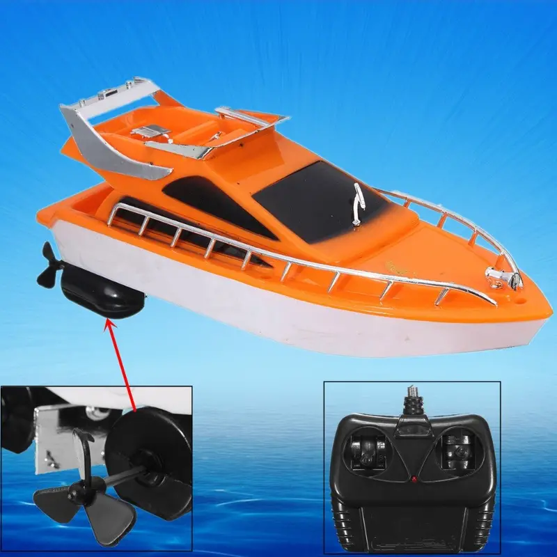 Orange Mini Rc Boats Plastic Electric Remote Control Speed Boat Kid Children Toy 26X7.5X9cm 2