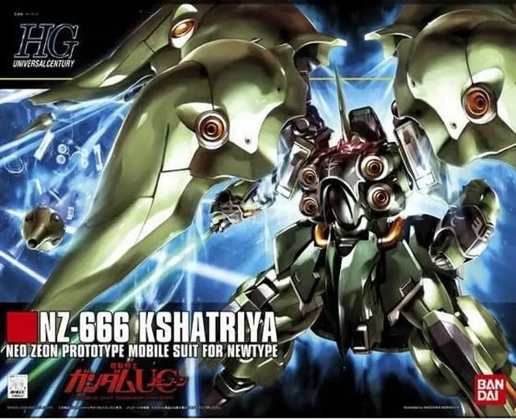 Original Gundam Hg 1/144 Model Nz-666 Kshatriya Unicorn Gundam Mobile Suit Kids Toys With Holder 1