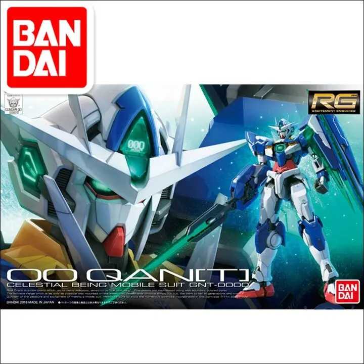 Original Gundam Rg 1/144 Model Gundam Gnt-0000 00 Qan[T] 00Q Mobile Suit Kids Toys With Holder 1