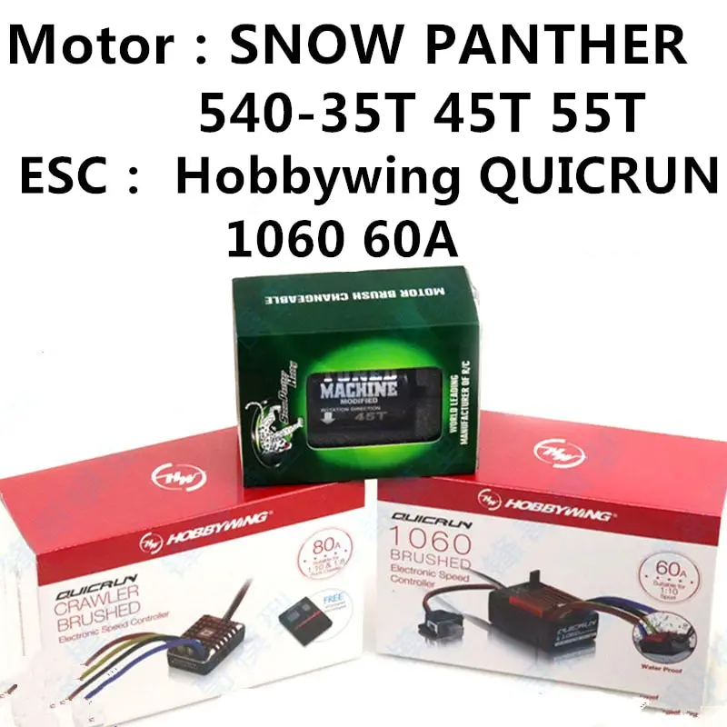 Original Hobbywing Quicrun 1060 60A Esc And Snow Panther 540 Motor 35T 45T 55T Esc Motor Combination For 1/10 1/8 Crawler Scale 1
