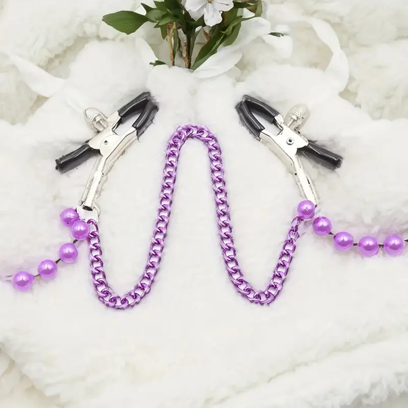 Passion Purple Nipple Clip And Chain. 1