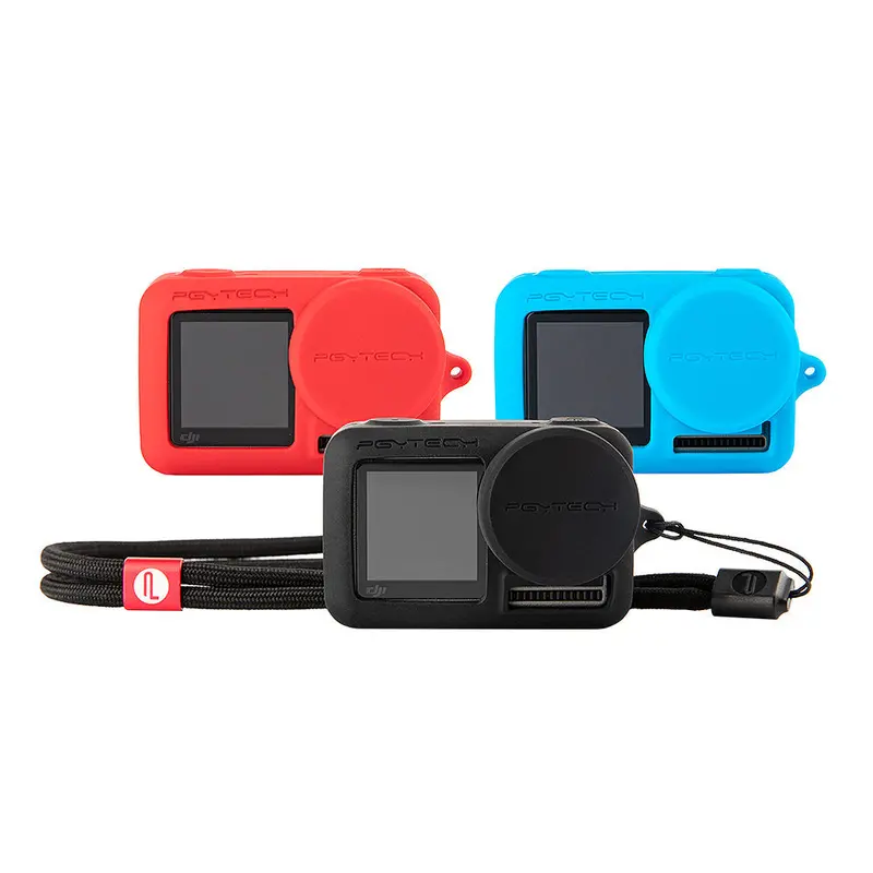 Pgytech Osmo Action Camera Silicone Rubber Case Protective Housing Shell Black/Red/Blue For Dji Cam 1
