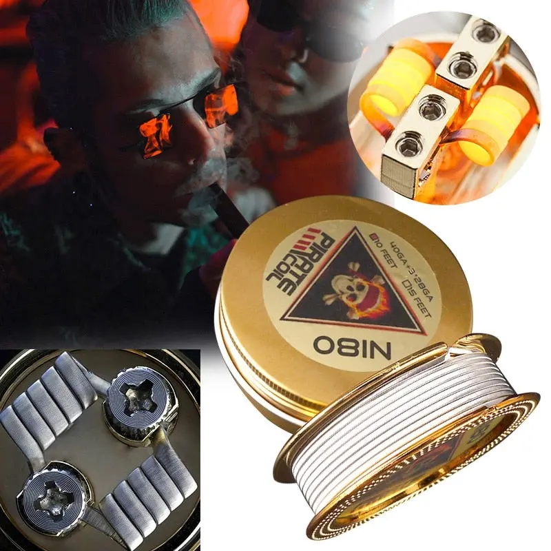 Pirate Coil Fashion Accessories Ni80 Heating Wire Pirate 3 Core Clapton Fancy Heating Wire For Electronic Cigarette 3M 40Ga+3*28 1