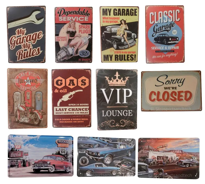 Placas Lamina De Metal Mecánico Retro Garage 1