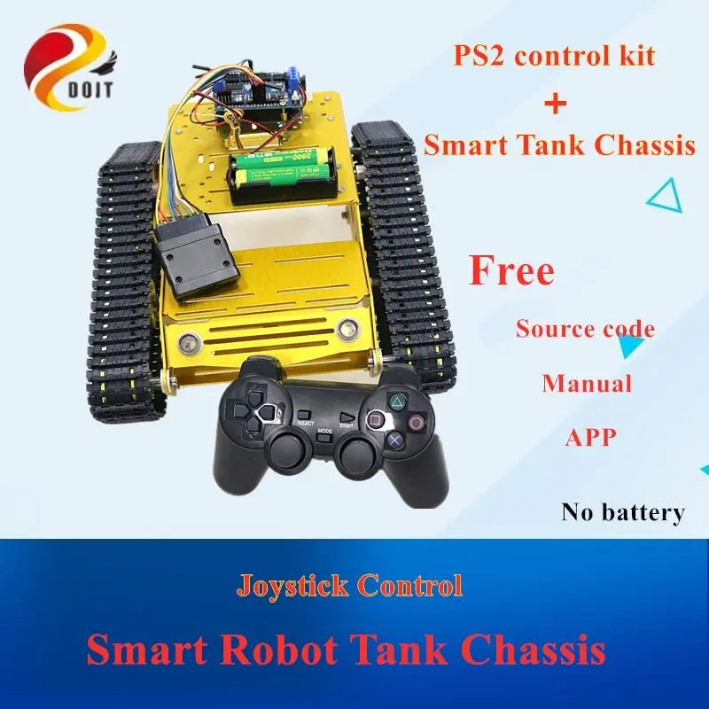 Ps2 Joystick Control Smart Robot Tank Chassis With Dual Dc 12V Motor+Uno Board+Motor Driver Board For Diy Project Y100 1
