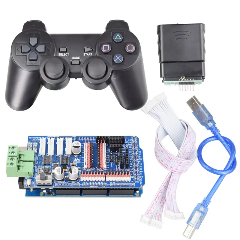 Ps2 Joystick Remote Control+ Mega2560 Board+ 4 Channel Motor 9 Channel Servo Driver Board For Arduino Diy Mecanum Wheel Robot 1