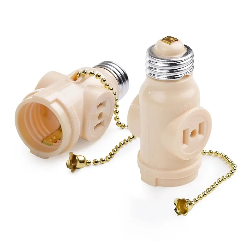 Pull Chain Lamp Socket With Outlet – Aluminum Screw Shell 1