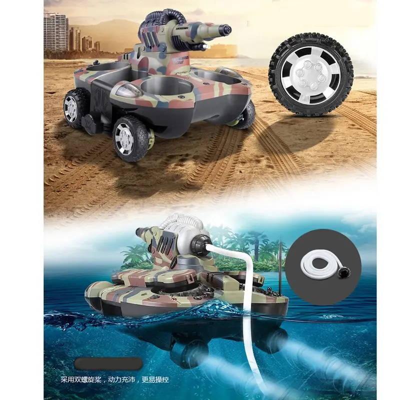 Radio Control Tanks Amphibious Land Water Robotic Remote Control Rc Tank Kit Toy For Boys Model Rc Military Plastic Battle Toy 1