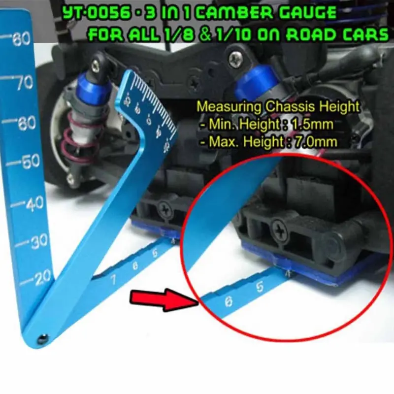 Rc 1/8 1/10 Car Set Up Tool Chassis Suspension Wheel Camber Ride Height Guage 1