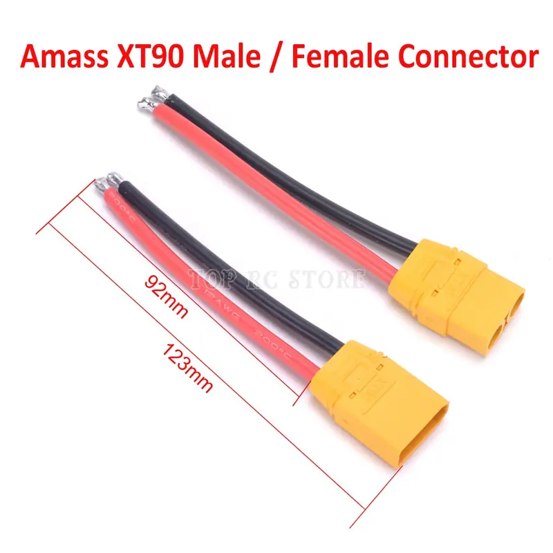 Rc Battery Cable Amass Xt90 Xt 90 Connector Male Female Connector Plug With 12Awg Silicone Wire 90Mm 1