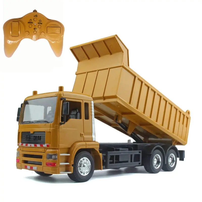 Rc Cars Dump Truck Toys For Children Boys Xmas Birthday Gifts Yellow Color Rc Engineering Truck Model Beach Toys Transporter 1