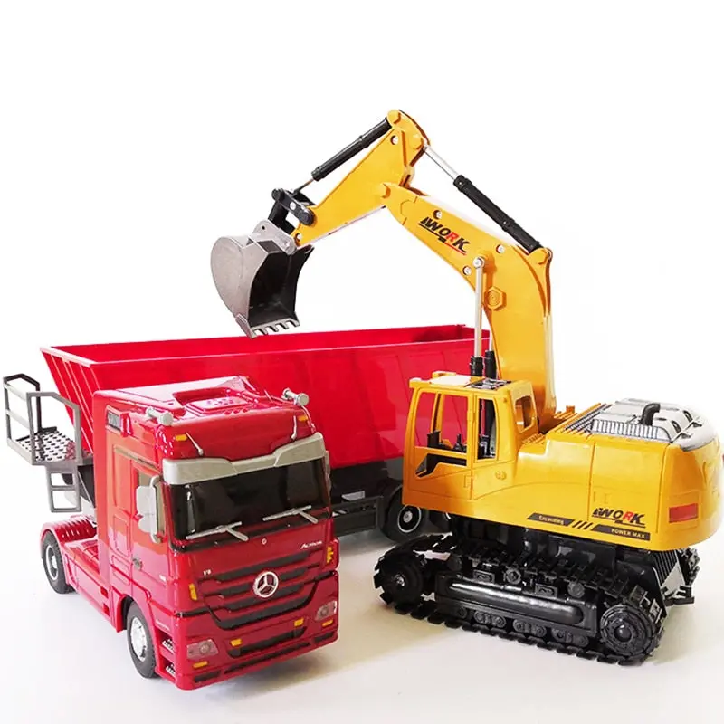 Rc Excavator Toys Rc Toy Auto Lift Engineering Car Dumper Tilting Cart Tip Lorry Tractor Crawler Digger Model Brinquedos 1