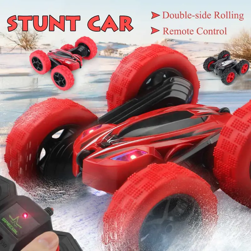 Rc Flip Stunt Car 2.4G Remote Control Car Double-Side Rolling 360 Degrees Rotating With Light 1:24 Modeling Toys For Kids 1