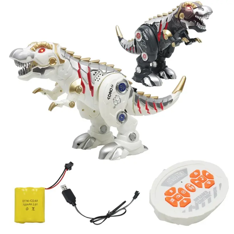 Rc Rechargeable Mechanical Walking Dinosaur With Sound Light Interactive Kid Toy Gift For 1
