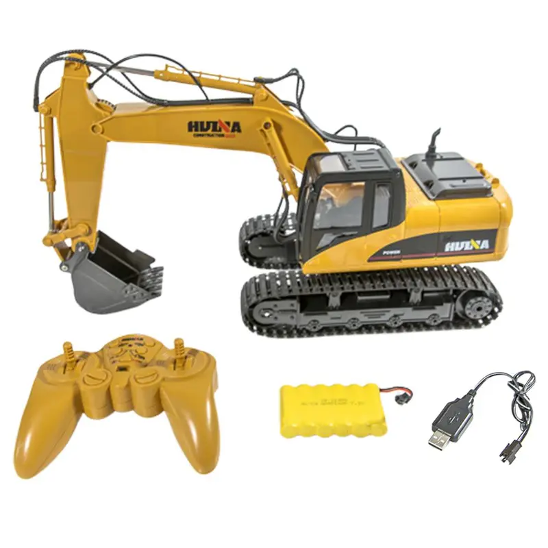 Rctown Huina Toys 1550 15Channel 2.4G 1/14 Rc Car 680 Degree Rotation Metal Excavator Cool Sound/Light Effect Truck 1