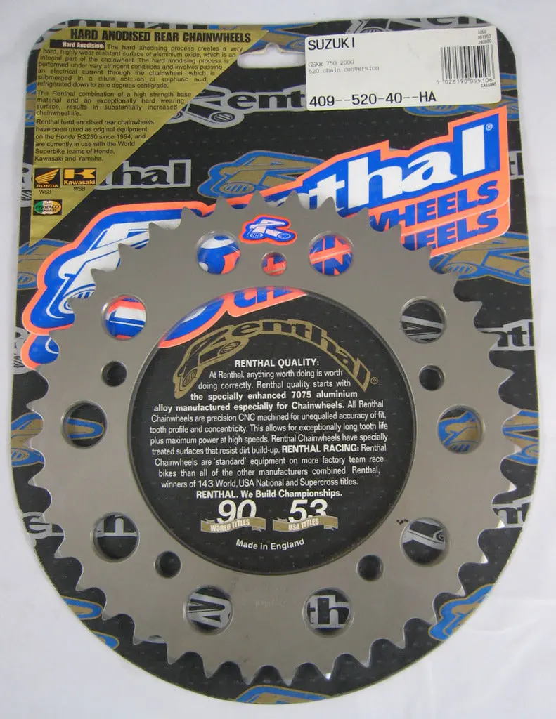 Rear Sprocket Renthal Alloy 409-520-40-Ha 1