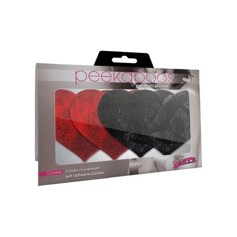 Red & Black Stolen Kisses Hearts Pasties. 1
