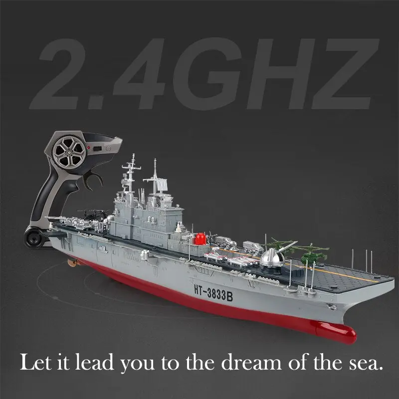 Remote Control Boat Amphibious Assault Ship Warship Electric Vessel Model Children's Toy Remote Control Ship Hengtai 3833B 1