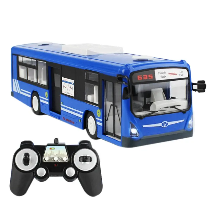 Remote Control Bus City Express High Speed One Key Start Function Bus With Realistic Sound And Light Rc Car 6 Channel 2.4G Blue 1