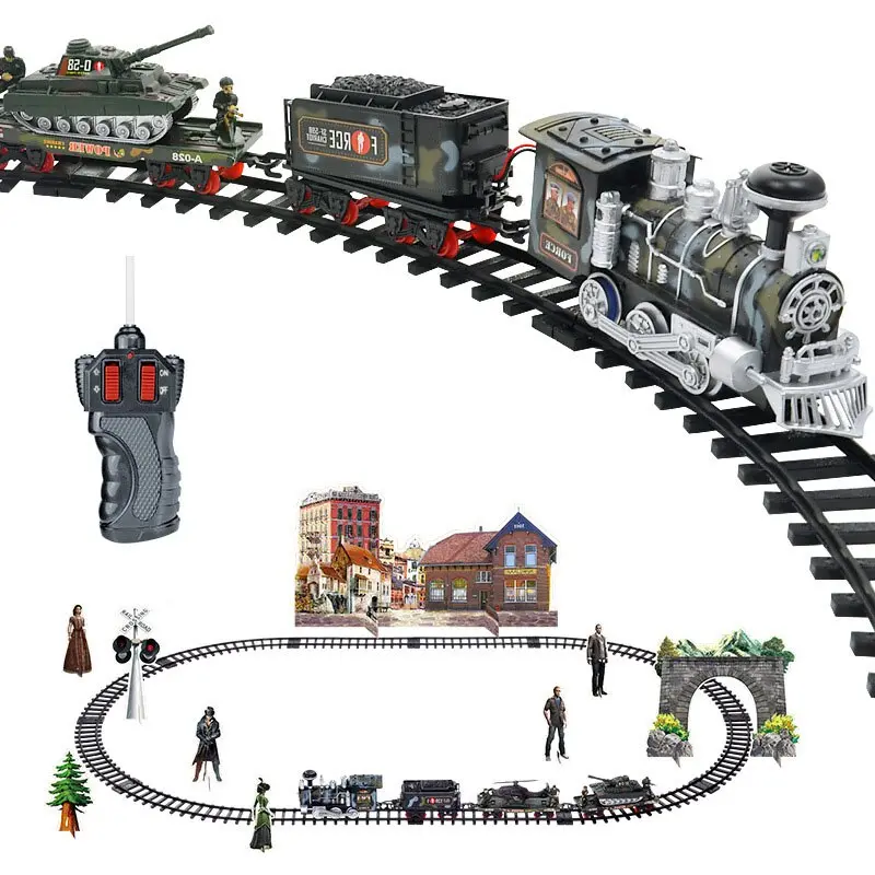 Remote Control Conveyance Car Electric Steam Smoke Rc Track Train Simulation Model Rechargeable Set Model Kids Toy 1
