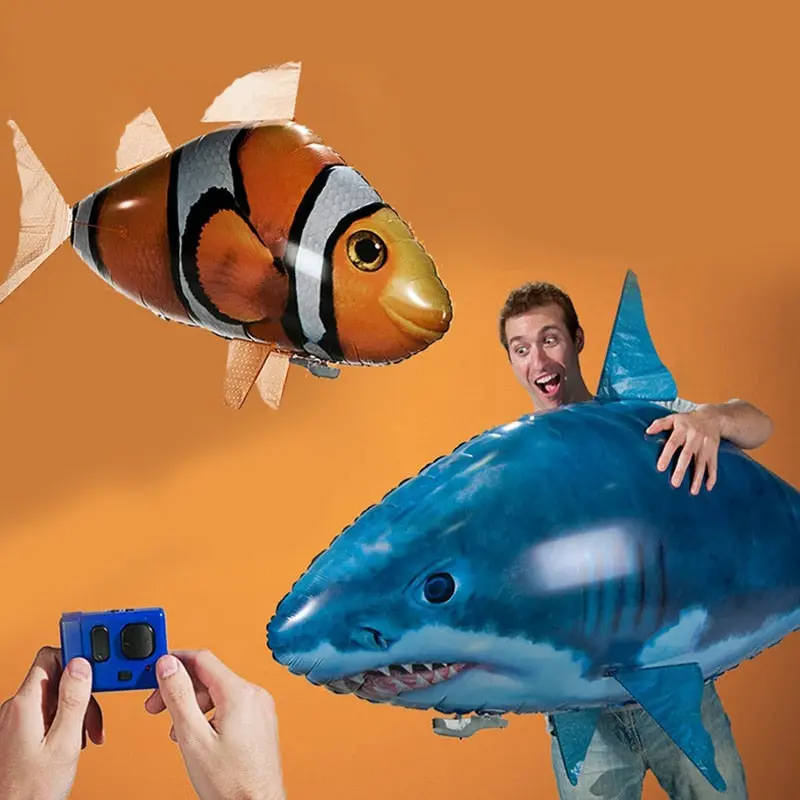 Remote Control Shark Toys Air Swimming Fish Infrared Rc Air Balloons Inflatable Rc Flying Air Plane Kids Toys 1
