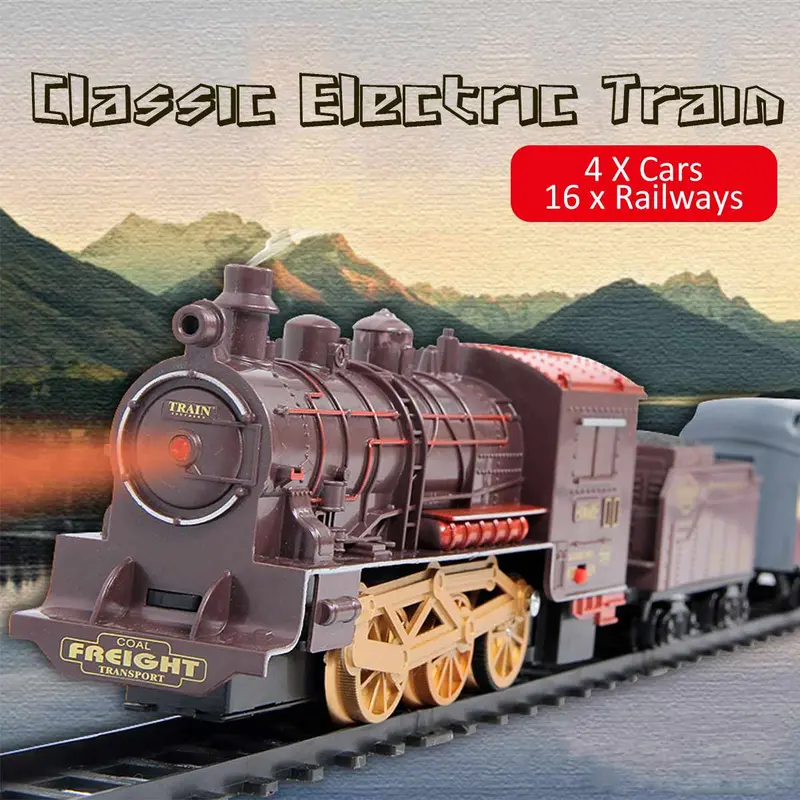 Retro Electric Train Toy Rails Remote Control Train Model Railway Set Train Dynamic Steam Rc Trains Set Simulation Model Toy Set 1