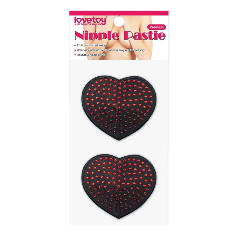 Reusable Red Diamond Heart Nipple Pasties. 1
