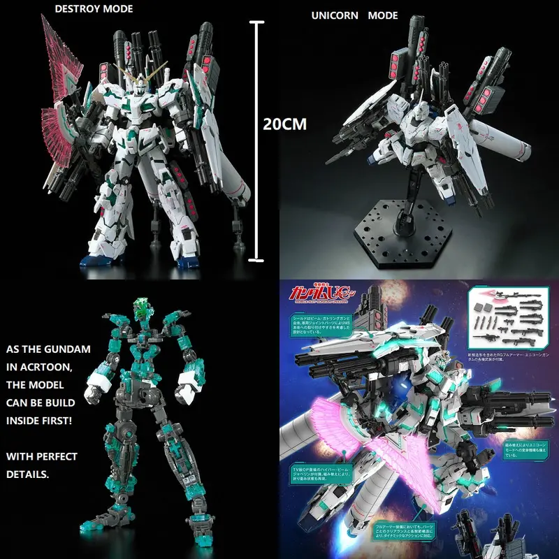 Rg 1/144 Gundam Model Rx-0 Full Armor Unicorn Gundam Japanese Model Transformation Super Robot Bandai Mobile Suit Kids Toys 1