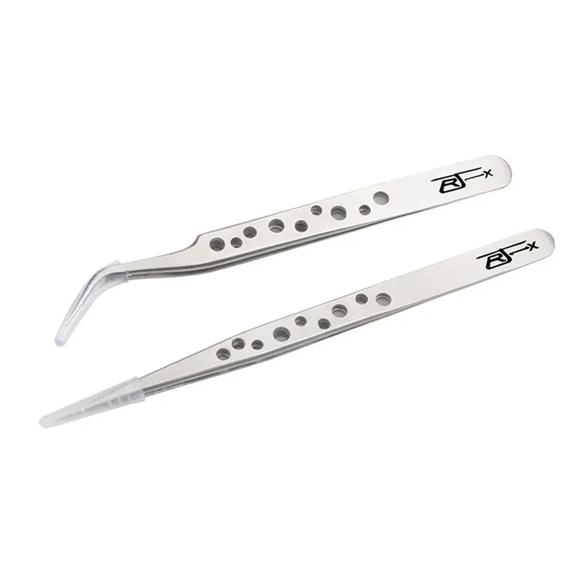 Rjx Straight 45° Curved  Stainless Steel Pincer Tweezer Repairing Tool With Cooling Hole  For Rc Models 1