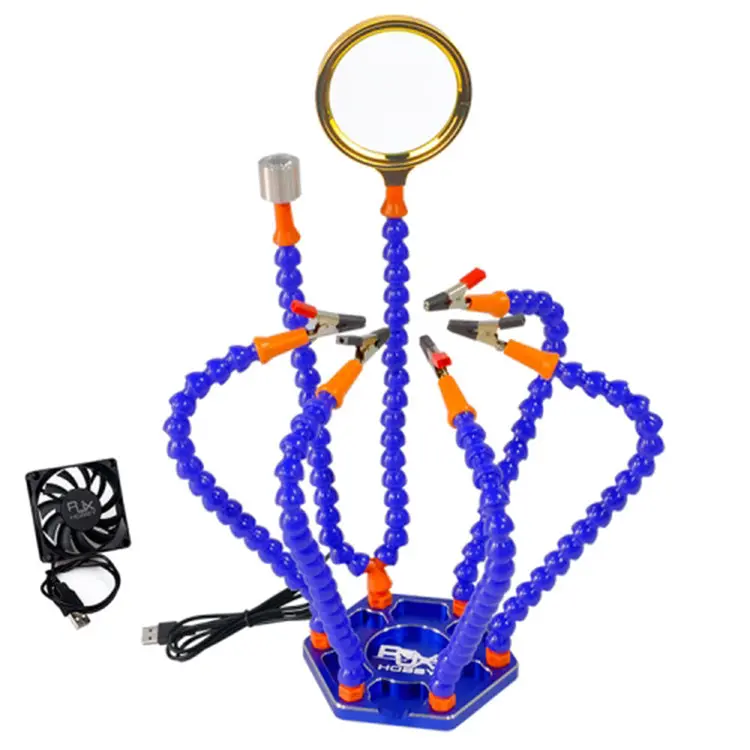 Rjxhobby Usb Rjx2976blu Led Light Helping Hands Magnifier Station Blue Color For Soldering 1