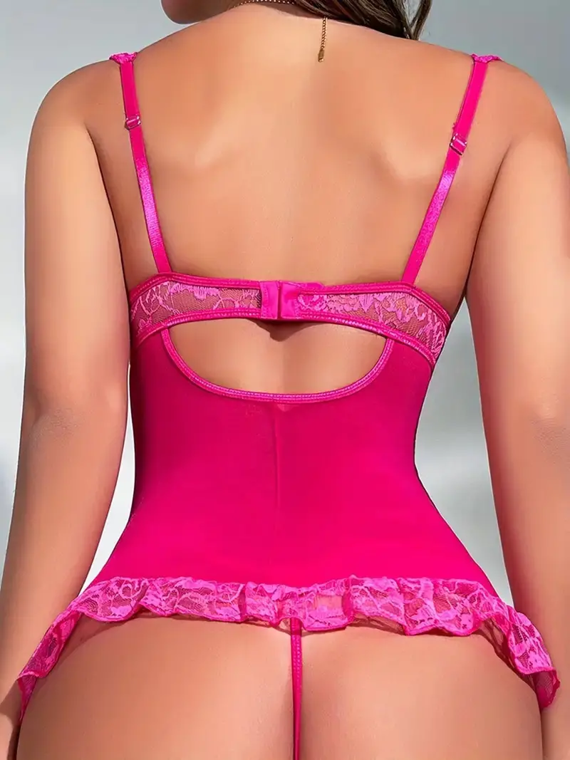Ruffles Floral Lace Lingerie Set. 5