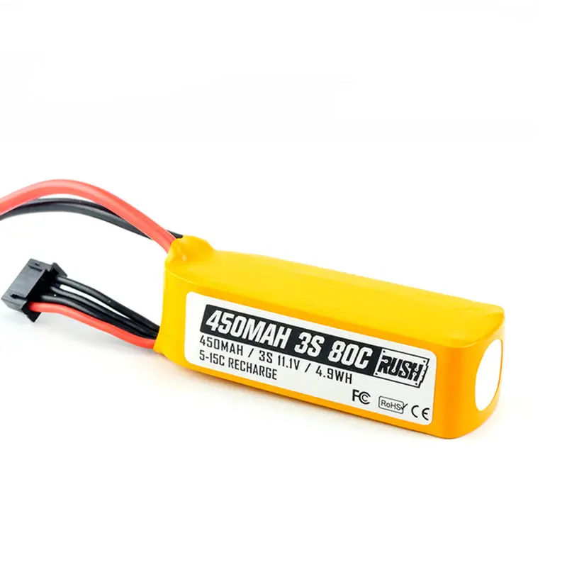 Rush 3S 11.1V 450Mah 80C V2.0 Lipo Battery Jst Plug For Rc Drone Fpv Racing Multirotor 1
