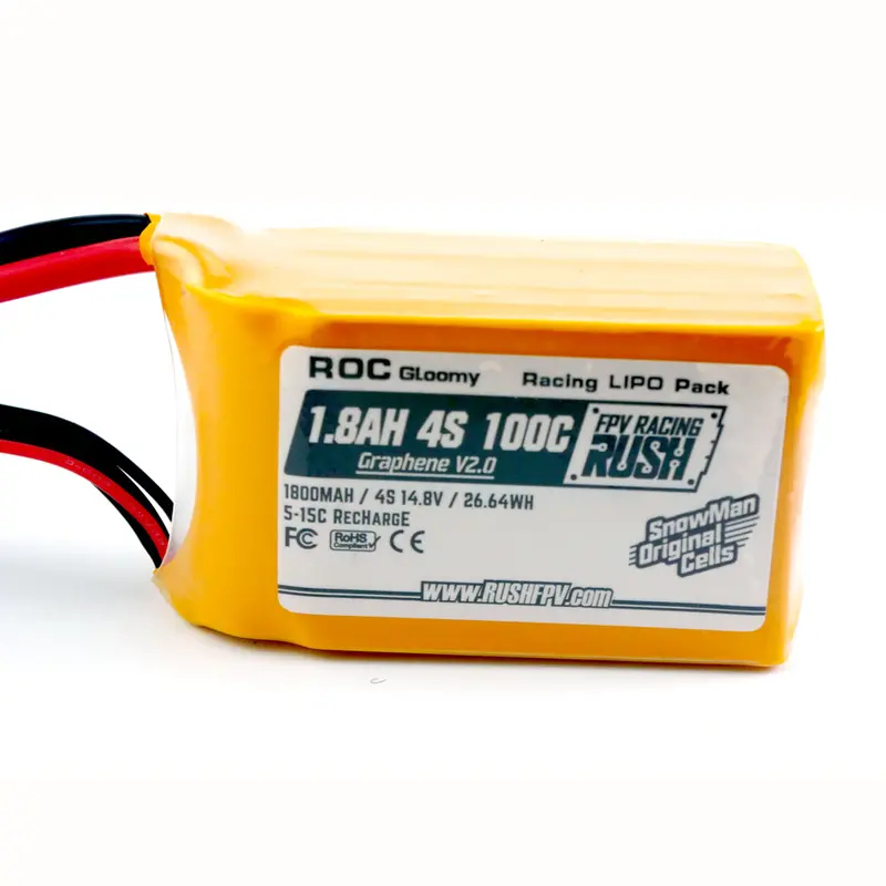 Rush Graphene V2.0 1800Mah 4S 14.8V 100C 26.64Wh Lipo Battery Xt60 Plug For Rc Drone Fpv Racing 2