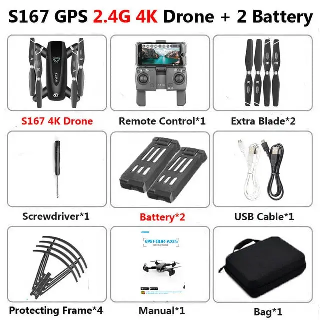 S167 Gps Drone With Camera 5G Rc Quadcopter Drone 4K Wifi Fpv Foldable Off-Point Flying Gesture Photos Video Helicopter Toy 23