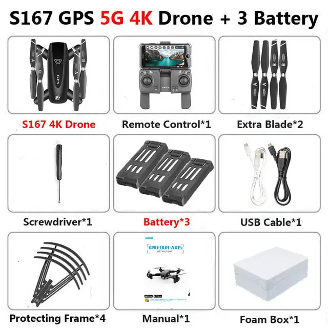 S167 Gps Drone With Camera 5G Rc Quadcopter Drone 4K Wifi Fpv Foldable Off-Point Flying Gesture Photos Video Helicopter Toy 27