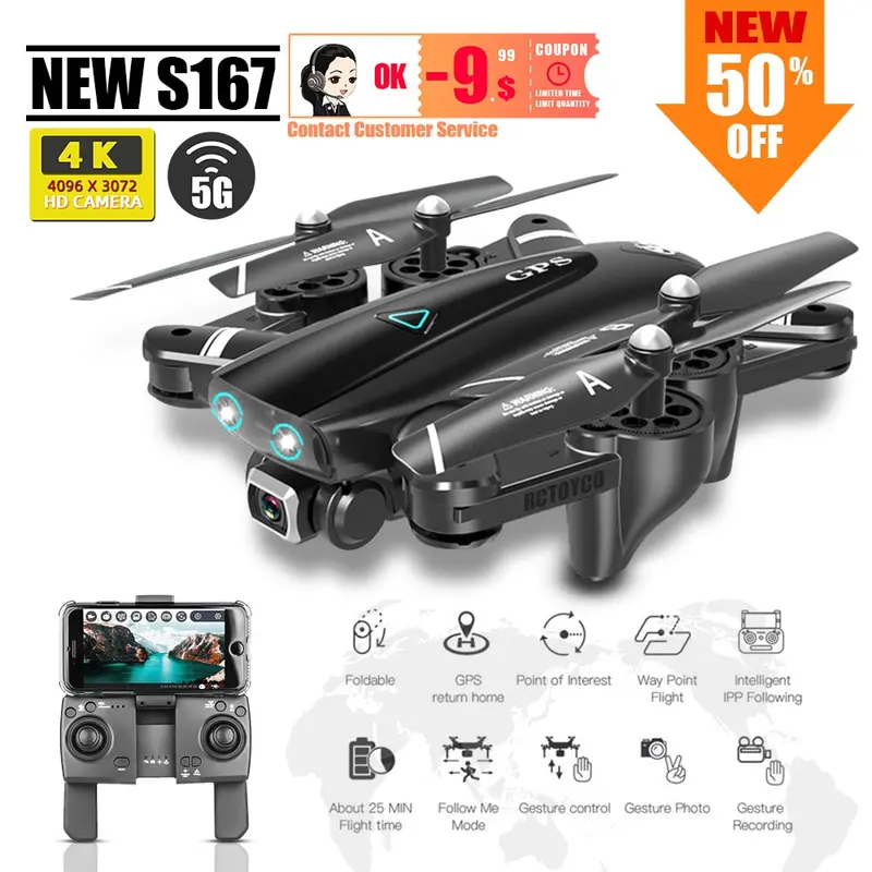 S167 Gps Quadcopter Drone 4K Dron With Camera Toys Rc Helicopter Profissional Quadrocopter Fpv Toy Racing Vs S20 Sg907 X8 Ex4 1