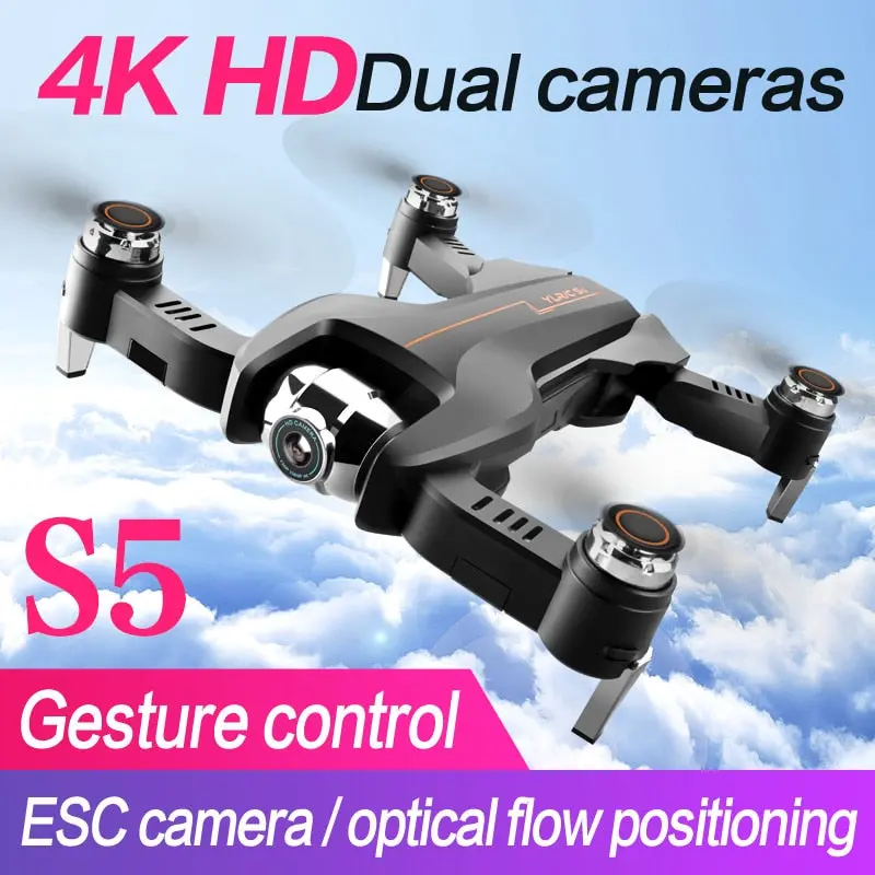 S5 4K Dual Camera Quadcopter Drone With Camera Foldable Quadcopter With Optical-Flow Adjustable Angle Camera Rc Helicopter Toy 1