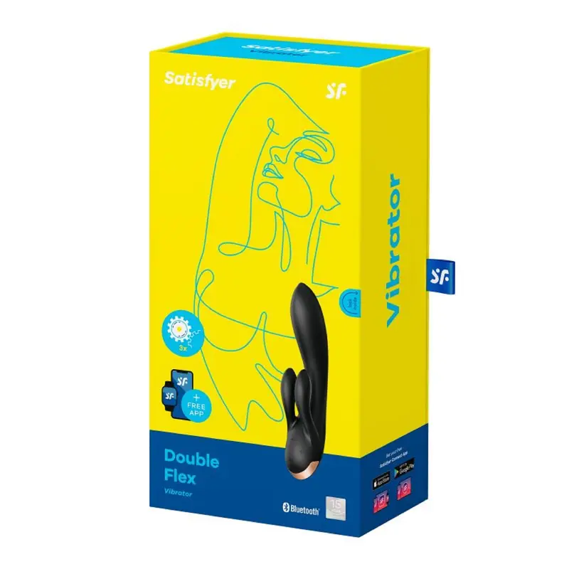 Satisfyer Black Double Flex App Rabbit Vibrator. 1