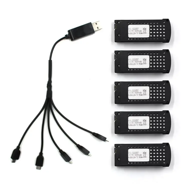 Sg106 Foldable Rc Quadcopter Spare Parts 3.7V 1600Mah Lipo Battery 5 In 1 Usb Charging Cable Set 1