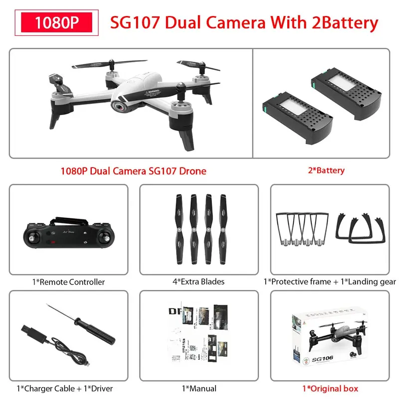 Sg106 Wifi Fpv Rc Drone With 720P Or 1080P Or 4K Hd Dual Camera Optical Flow Aerial Video Rc Quadcopter For Toys Kid Rc Dron 11